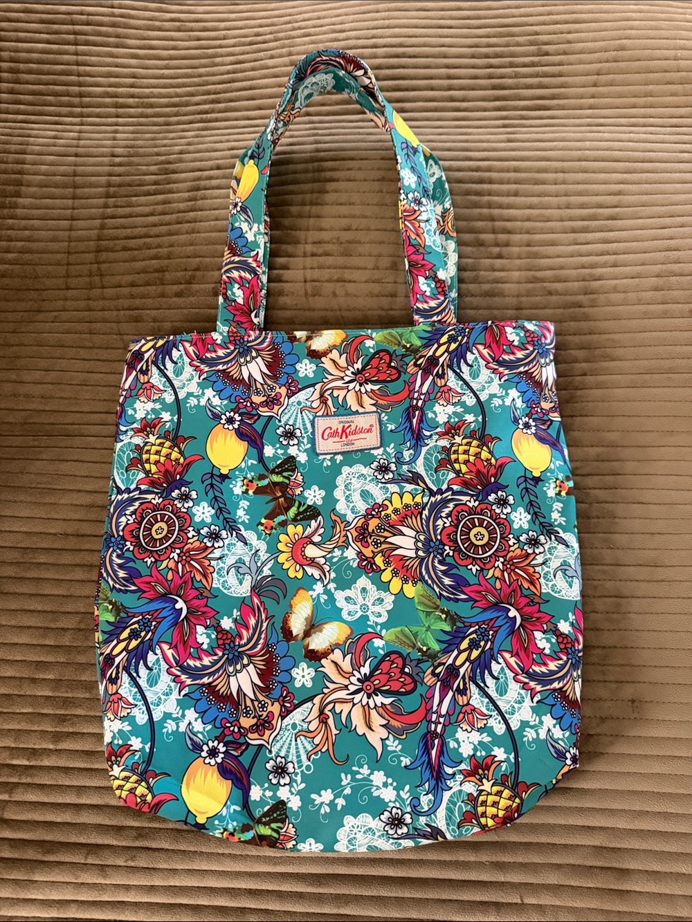 Cath Kidston Teal Multi Zipper Close Shopper Shoulder Tote Bag - Picture 8 of 8